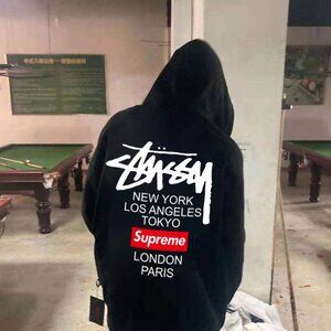 STUSSY 23FW SS-LINK ZIP HOODIE Double S-chain pattern zipper hoodie